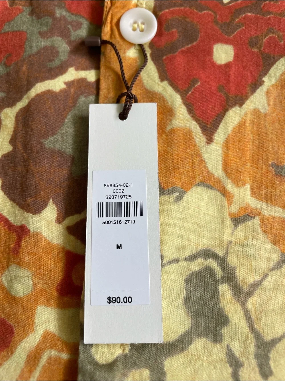 Banana Republic Orange, Rust and Olive Paisley Button-Up Shirt